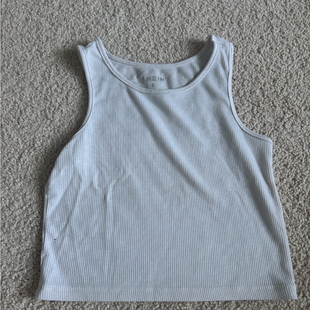 H&M White Ribbed Tank Top